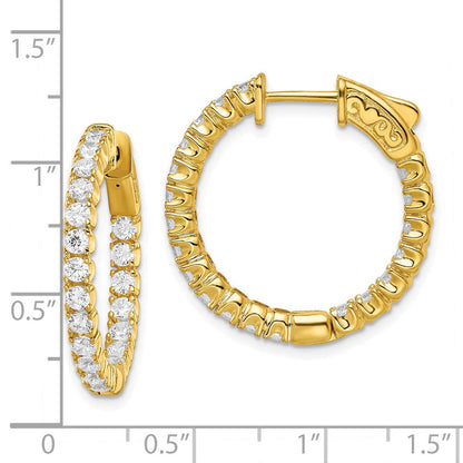 Sterlingsilber Schimmernd Goldfarben Glanz Vergoldet 40 Stein 2.25mm Zirkonia in und Außen Rund Klappbar Creolen