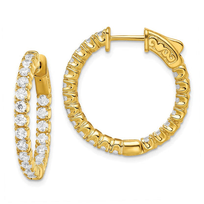 Sterlingsilber Schimmernd Goldfarben Glanz Vergoldet 40 Stein 2.25mm Zirkonia in und Außen Rund Klappbar Creolen