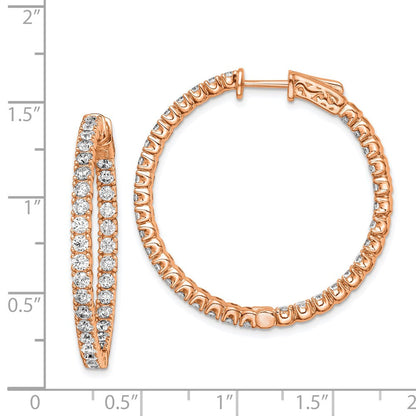 Sterlingsilber Schimmernd Roséfarben Glanz Rose Vergoldet 68 Stein 2.25mm Zirkonia in und Außen Rund Klappbar Creolen