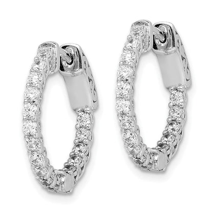 Sterlingsilber Schimmernd Rhodiniert 32 Stein 2mm Zirkonia in und Außen Rund Klappbar Creolen