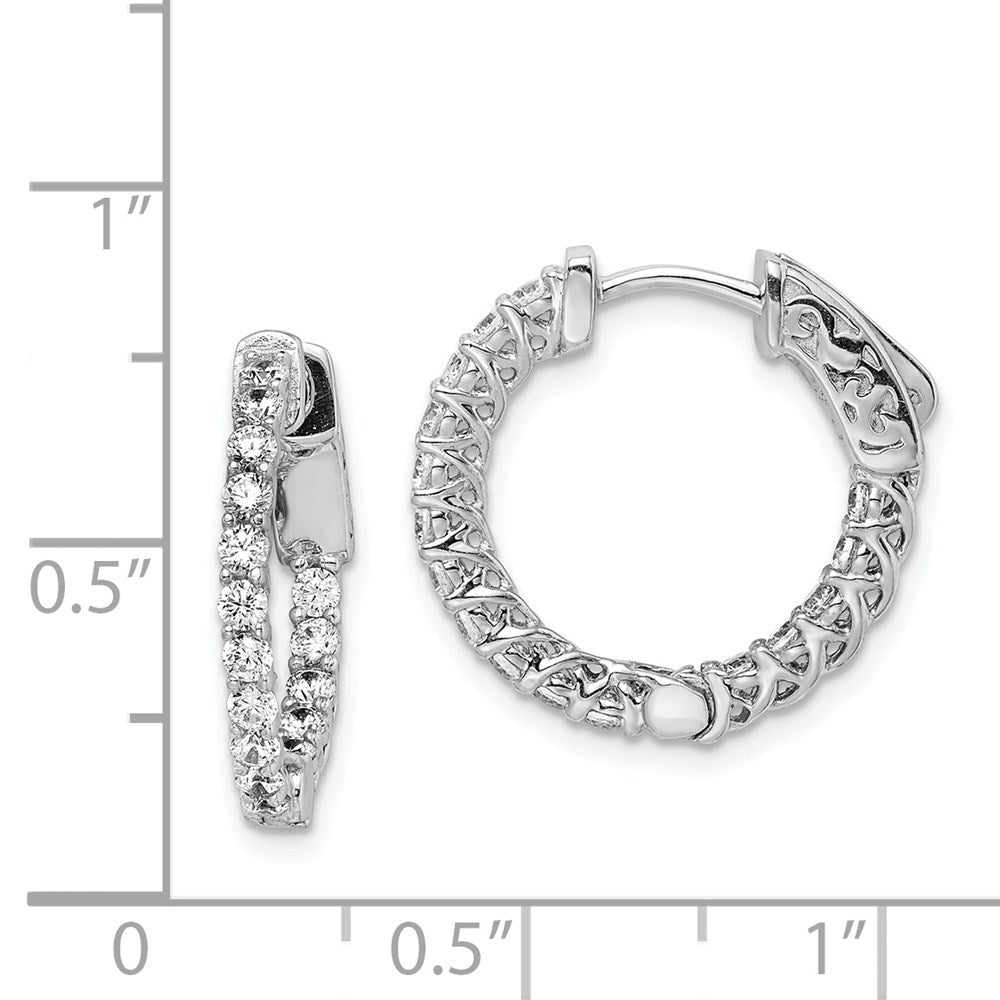 Sterlingsilber Schimmernd Rhodiniert 32 Stein 2mm Zirkonia in und Außen Rund Klappbar Creolen
