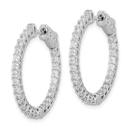 Sterlingsilber Schimmernd Rhodiniert 52 Stein 2mm Zirkonia in und Außen Rund Klappbar Creolen