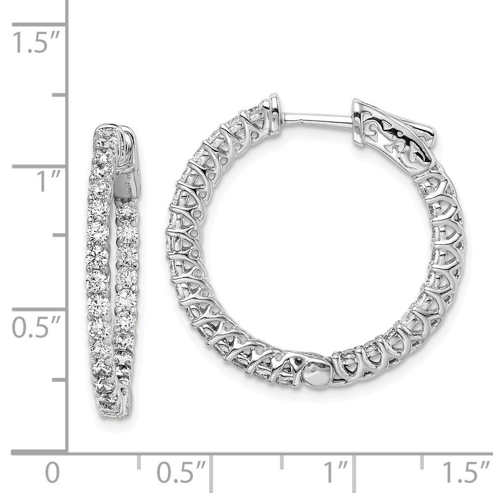 Sterlingsilber Schimmernd Rhodiniert 52 Stein 2mm Zirkonia in und Außen Rund Klappbar Creolen