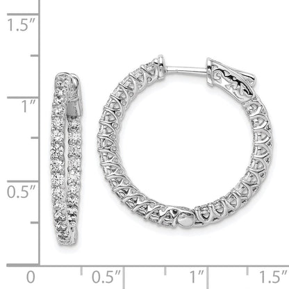 Sterlingsilber Schimmernd Rhodiniert 52 Stein 2mm Zirkonia in und Außen Rund Klappbar Creolen
