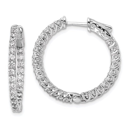 Sterlingsilber Schimmernd Rhodiniert 52 Stein 2mm Zirkonia in und Außen Rund Klappbar Creolen