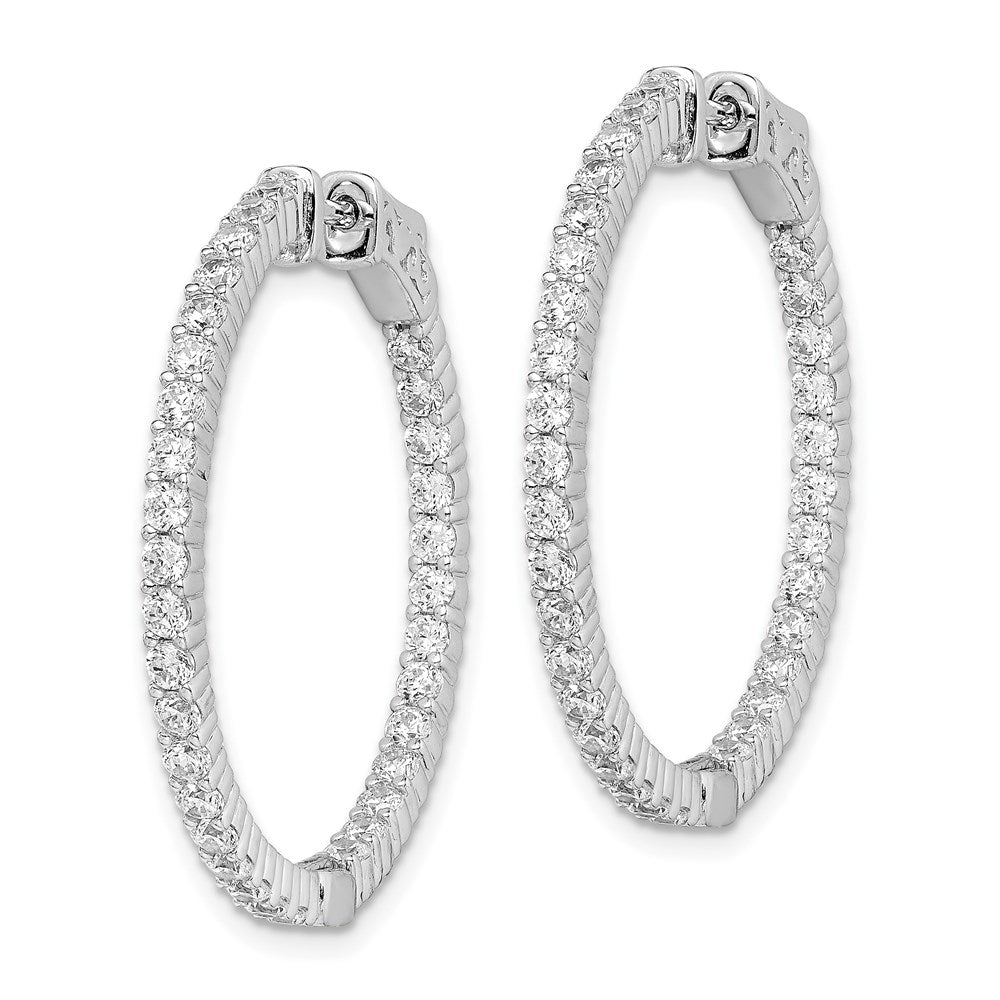 Sterlingsilber Schimmernd Rhodiniert 66 Stein 2.0mm Zirkonia in und Außen Rund Klappbar Creolen