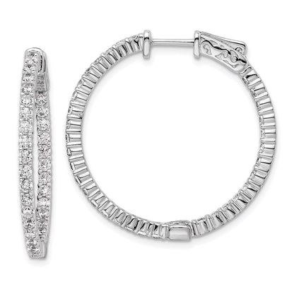 Sterlingsilber Schimmernd Rhodiniert 66 Stein 2.0mm Zirkonia in und Außen Rund Klappbar Creolen