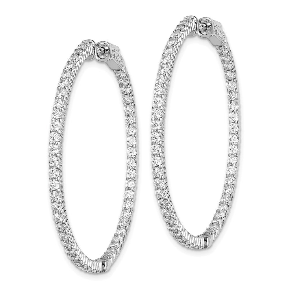 Sterlingsilber Schimmernd Rhodiniert 100 Stein 2mm Zirkonia in und Außen Rund Klappbar Creolen