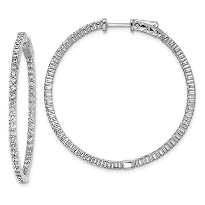 Sterlingsilber Schimmernd Rhodiniert 100 Stein 2mm Zirkonia in und Außen Rund Klappbar Creolen