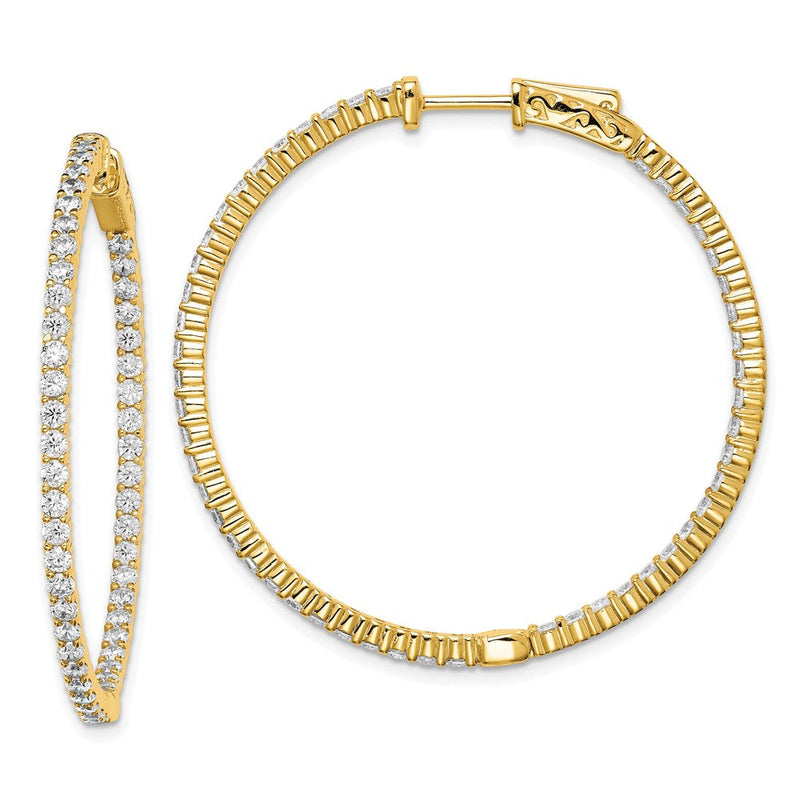 Sterlingsilber Schimmernd Goldfarben Glanz Vergoldet 100 Stein 2mm Zirkonia in und Außen Rund Klappbar Creolen