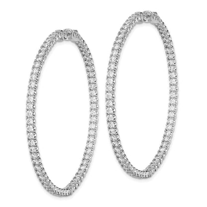 Sterlingsilber Schimmernd Rhodiniert 126 Stein 2.25mm Zirkonia in und Außen Rund Klappbar Creolen