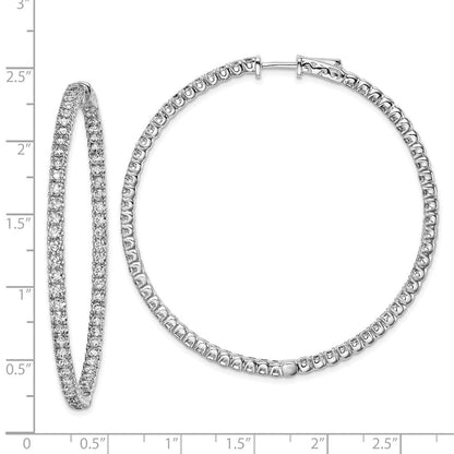 Sterlingsilber Schimmernd Rhodiniert 126 Stein 2.25mm Zirkonia in und Außen Rund Klappbar Creolen