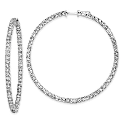 Sterlingsilber Schimmernd Rhodiniert 126 Stein 2.25mm Zirkonia in und Außen Rund Klappbar Creolen