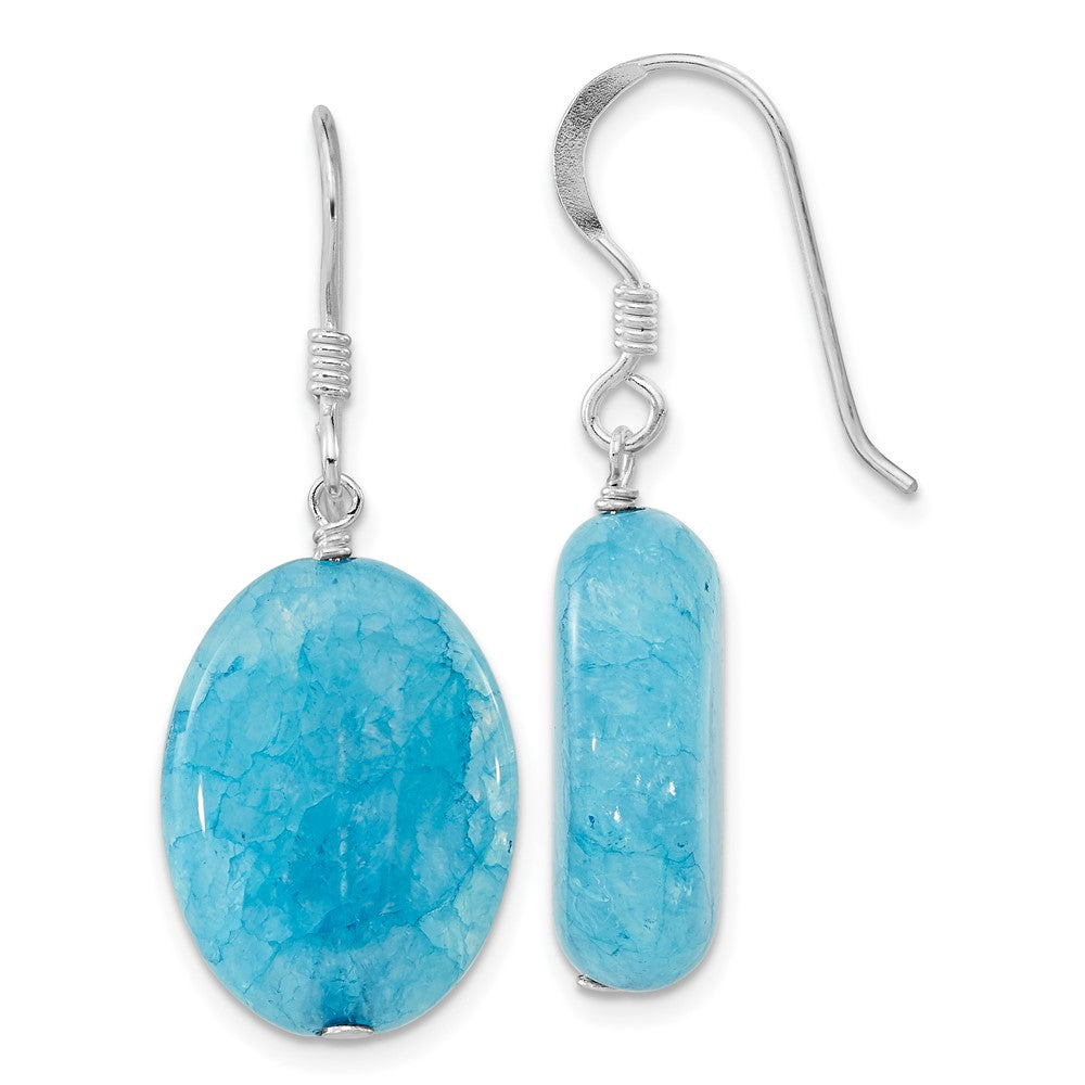 Sterlingsilber Poliert Cracked Aventurine Oval Ohrhänger