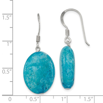 Sterlingsilber Poliert Cracked Aventurine Oval Ohrhänger