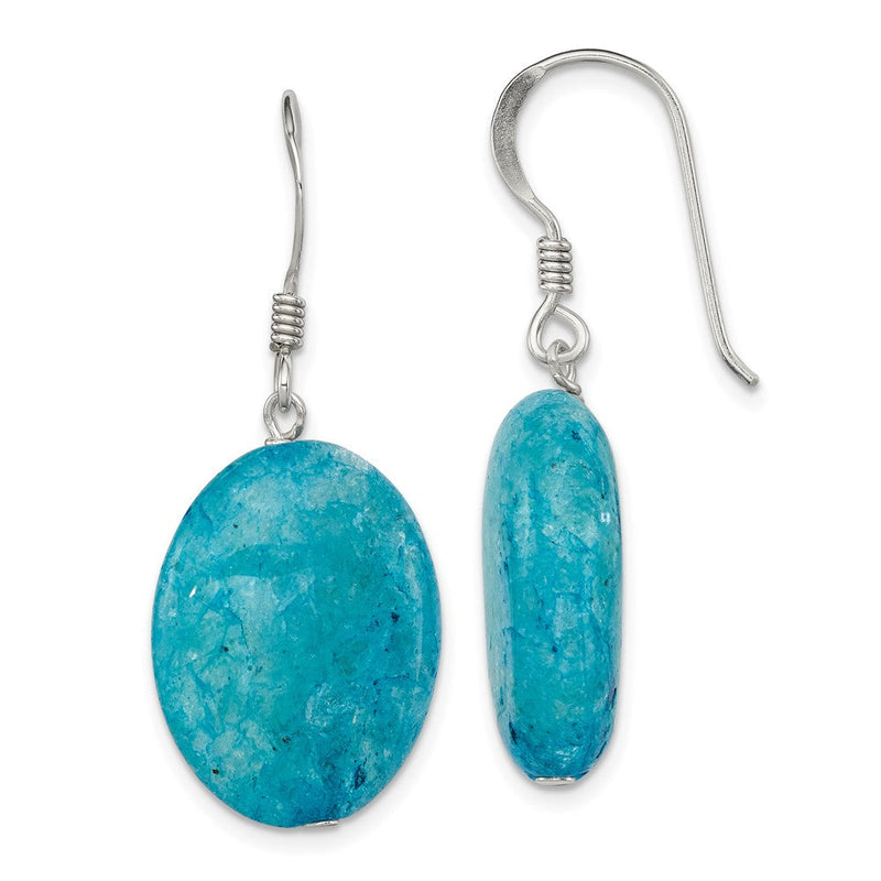 Sterlingsilber Poliert Cracked Aventurine Oval Ohrhänger