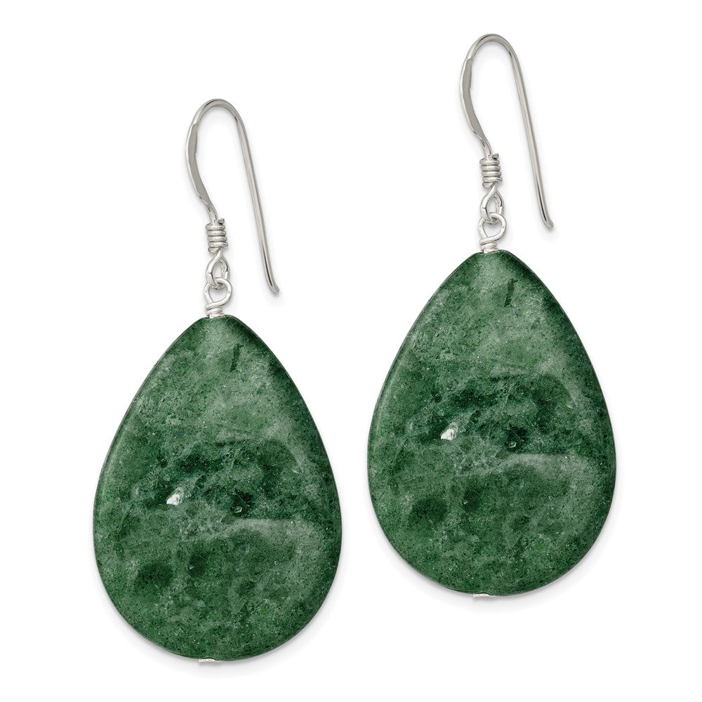 Sterlingsilber Poliert Cracked Aventurine Grün Tropfen Ohrhänger