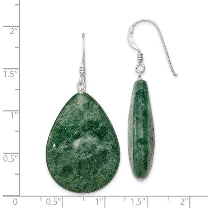 Sterlingsilber Poliert Cracked Aventurine Grün Tropfen Ohrhänger