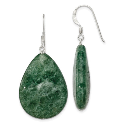 Sterlingsilber Poliert Cracked Aventurine Grün Tropfen Ohrhänger