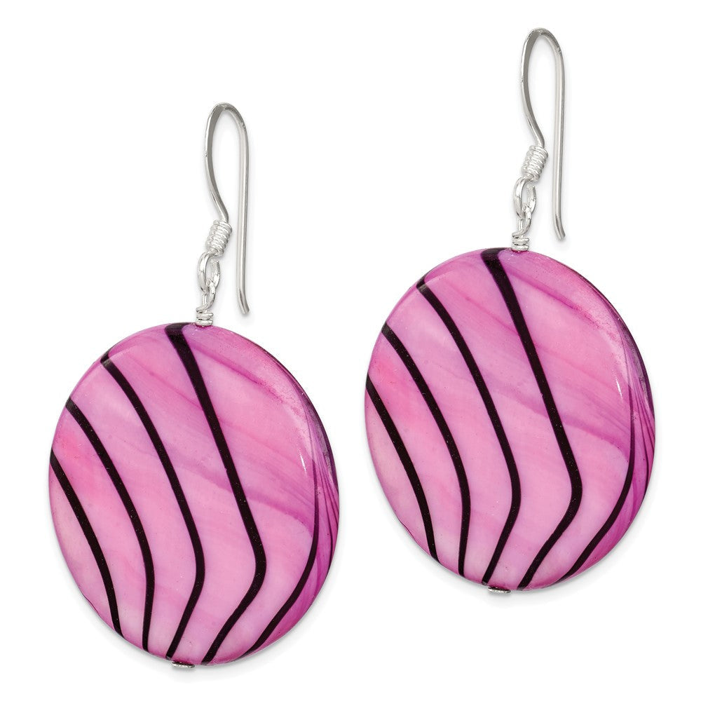Sterlingsilber Poliert Rosa & Schwarz Perlmutt Plättchen Ohrhänger