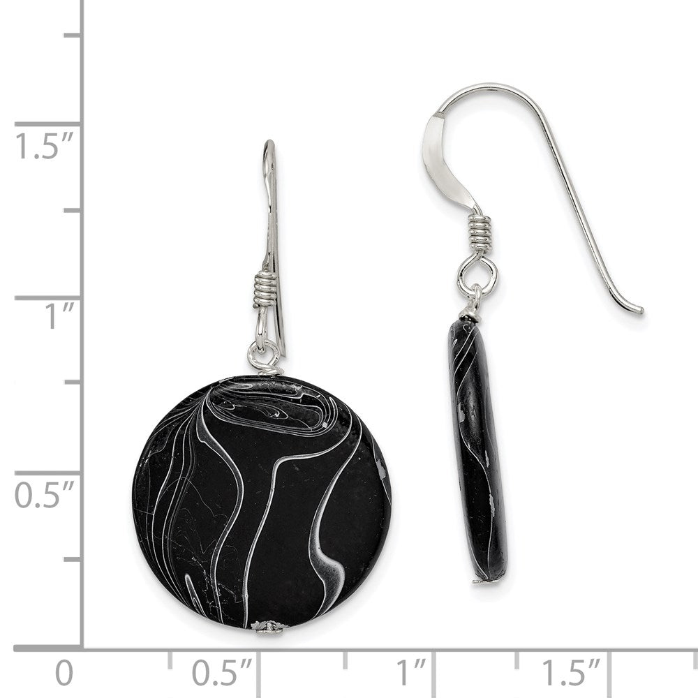 Sterlingsilber Poliert Schwarz Achat Plättchen Ohrhänger