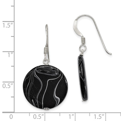 Sterlingsilber Poliert Schwarz Achat Plättchen Ohrhänger