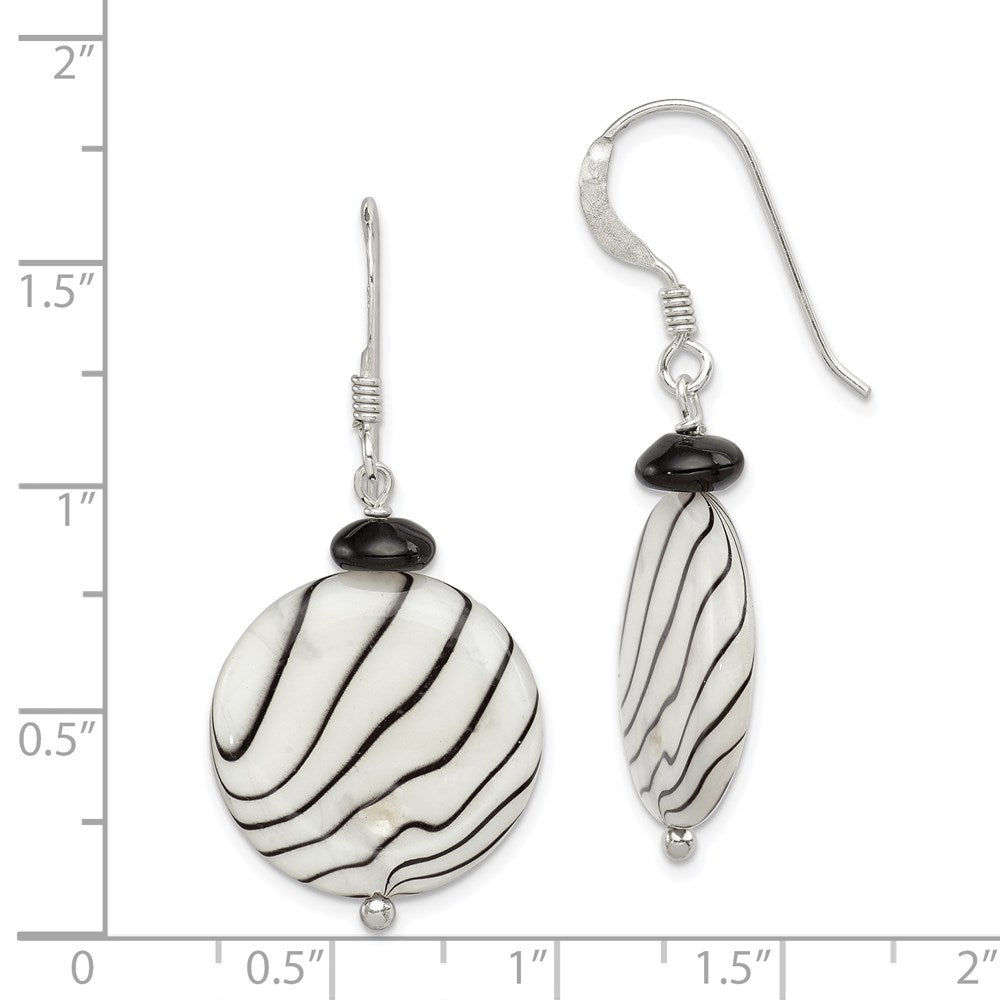 Sterlingsilber Poliert Schwarz Achat/zebra Perlmutt Ohrhänger
