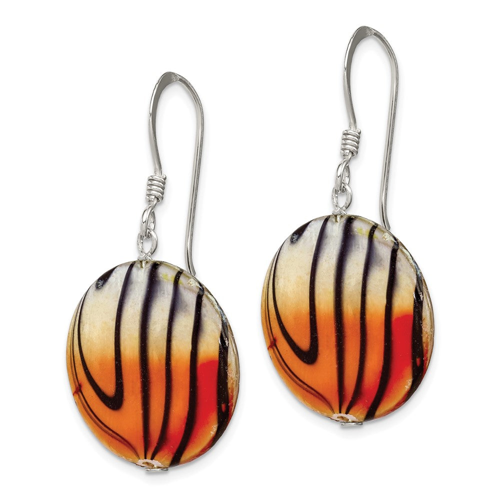 Sterlingsilber Poliert Orange/black Perlmutt Plättchen Ohrhänger