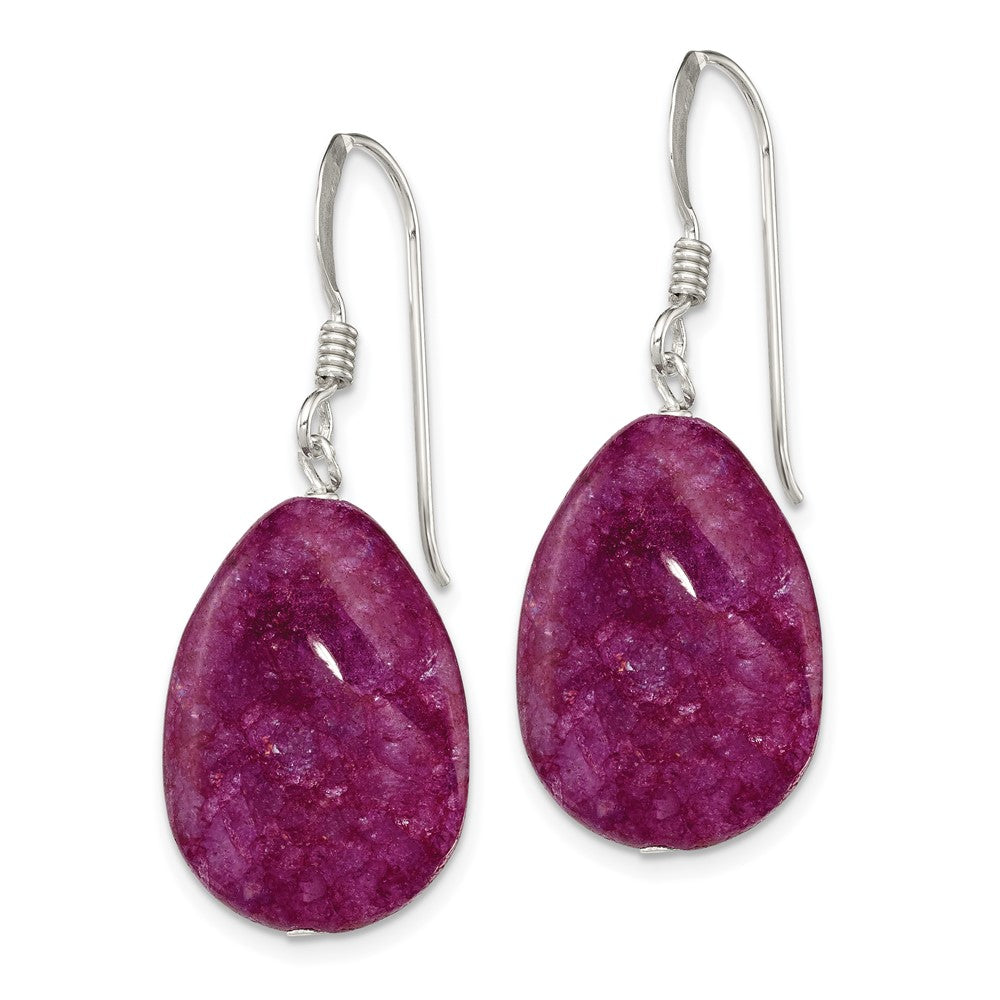 Sterlingsilber Poliert Rosa Cracked Aventurine Tropfen Ohrhänger