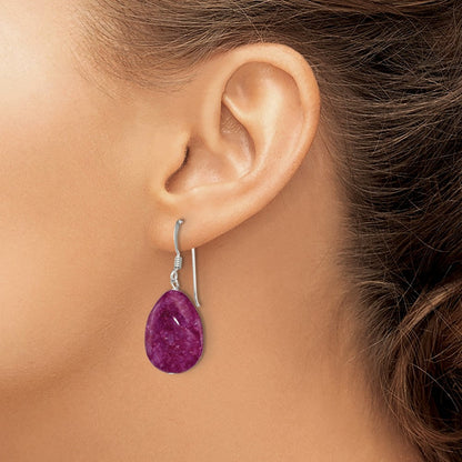 Sterlingsilber Poliert Rosa Cracked Aventurine Tropfen Ohrhänger