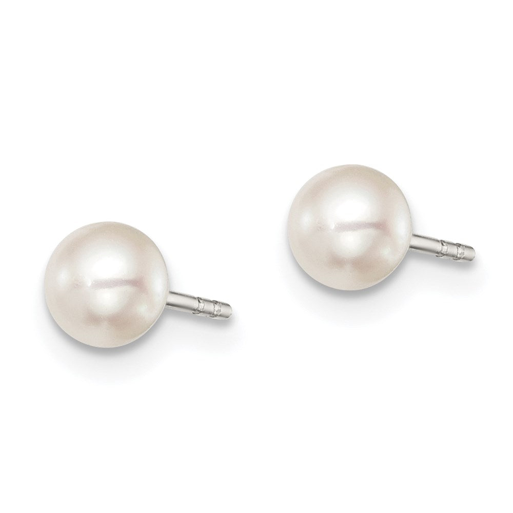 Sterlingsilber Rhodiniert 4-5mm Weiß Fw Zucht Knopf Perle Ohrstecker Ohrring