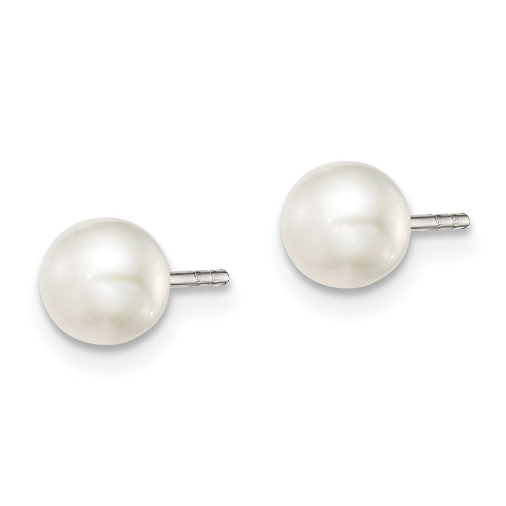 Sterlingsilber Rhodiniert 5-6mm Weiß Fw Zucht Knopf Perle Ohrstecker Ohrring