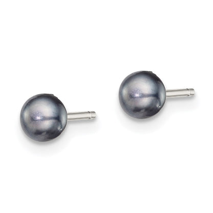 Sterlingsilber Rhodiniert 4-5mm Schwarz Fw Zucht Knopf Perle Ohrstecker Ohrring