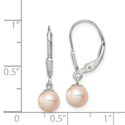 Sterlingsilber Rhodiniert Poliert Rosa 6-7mm Süßwasser Zuchtperle Brisur Ohrhänger