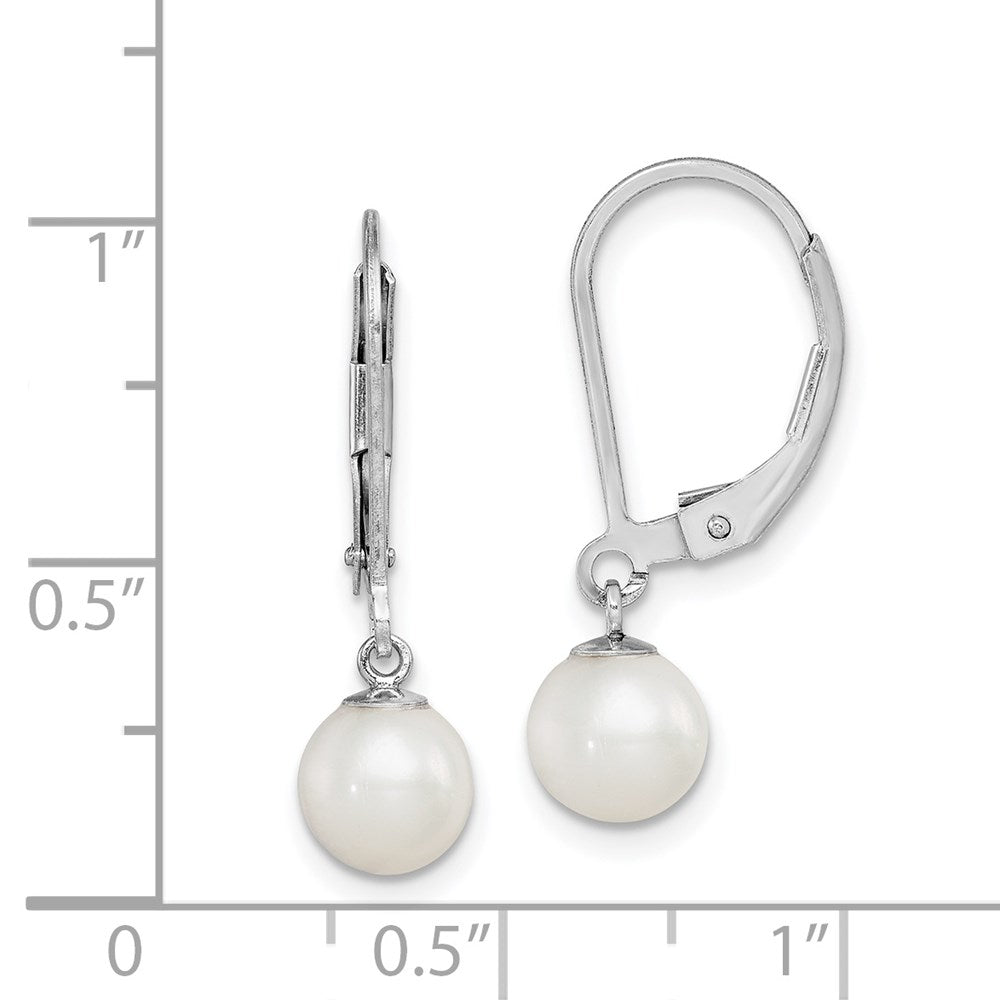 Sterlingsilber Rhodiniert Poliert Weiß 6-7mm Süßwasser Zuchtperle Brisur Ohrhänger