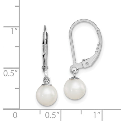 Sterlingsilber Rhodiniert Poliert Weiß 6-7mm Süßwasser Zuchtperle Brisur Ohrhänger