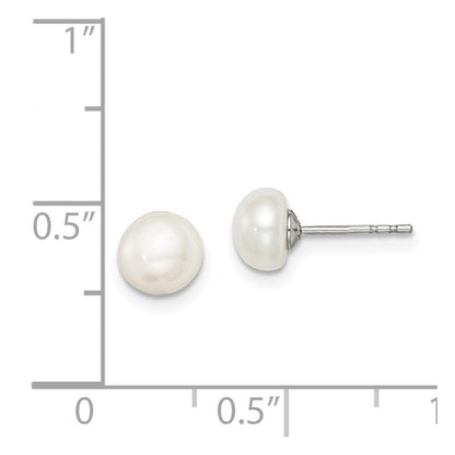 Sterlingsilber Rhodiniert 6-7mm Weiß Fw Zucht Knopf Perle Ohrstecker Ohrring