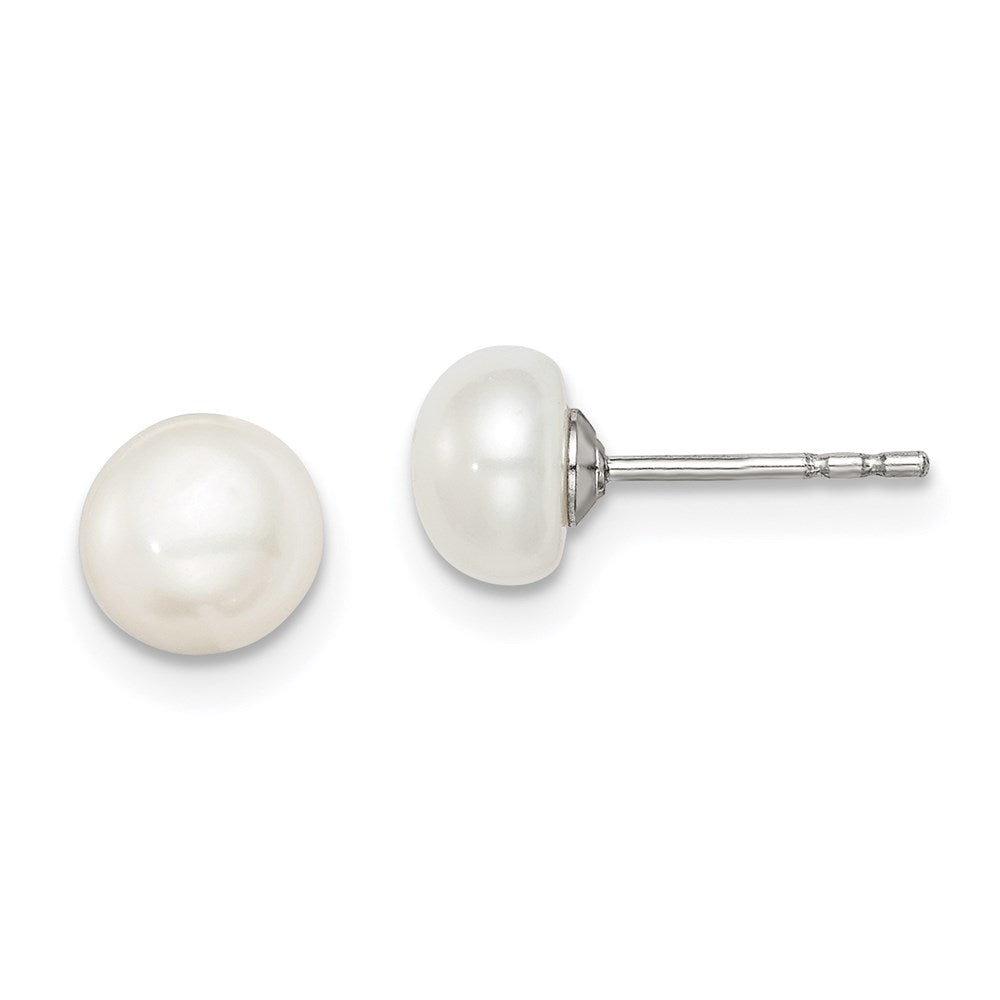 Sterlingsilber Rhodiniert 6-7mm Weiß Fw Zucht Knopf Perle Ohrstecker Ohrring