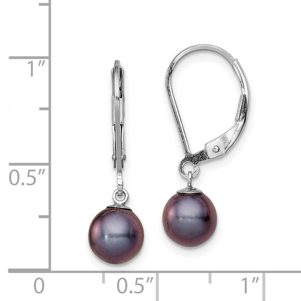 Sterlingsilber Rhodiniert Poliert 6-7mm Schwarz Süßwasser Zuchtperle Brisur Ohrhänger
