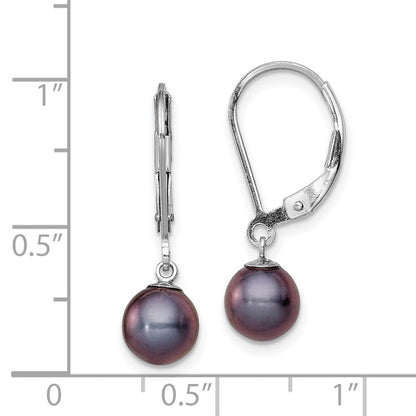 Sterlingsilber Rhodiniert Poliert 6-7mm Schwarz Süßwasser Zuchtperle Brisur Ohrhänger