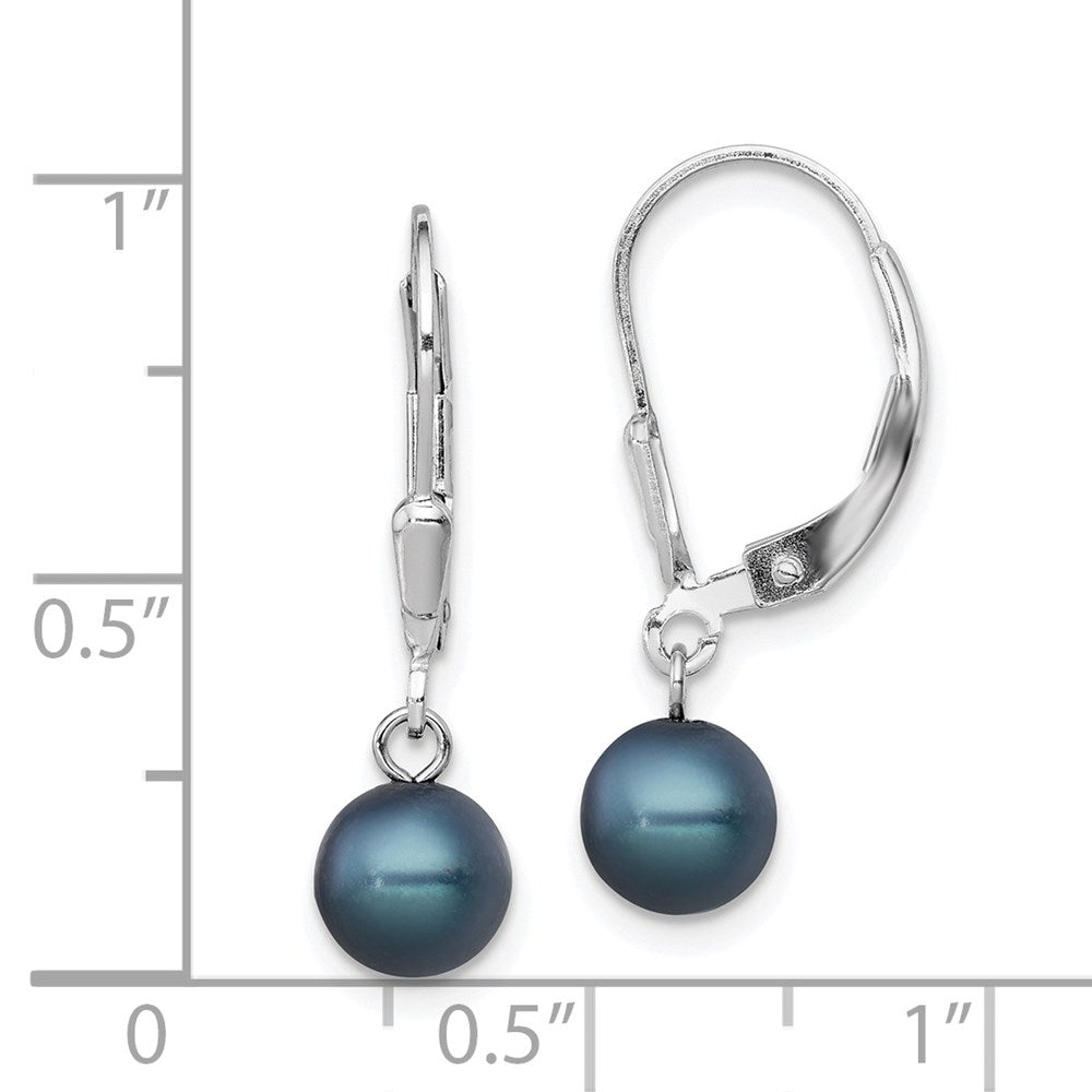 Sterlingsilber Rhodiniert Poliert 6-7mm Schwarz Süßwasser Zuchtperle Brisur Ohrhänger