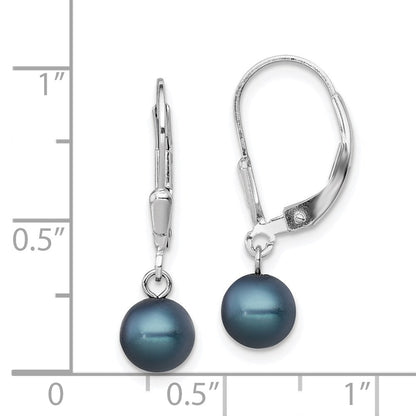Sterlingsilber Rhodiniert Poliert 6-7mm Schwarz Süßwasser Zuchtperle Brisur Ohrhänger