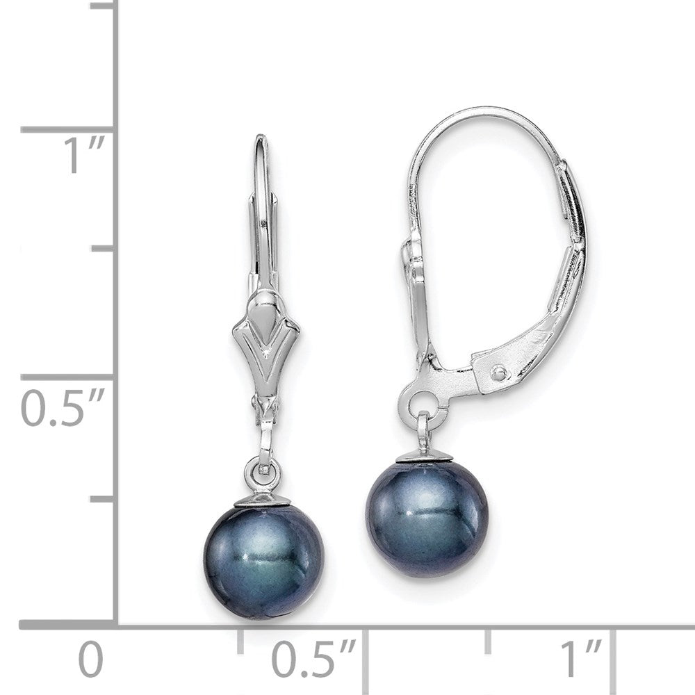 Sterlingsilber Rhodiniert Poliert 6-7mm Schwarz Süßwasser Zuchtperle Brisur Ohrhänger