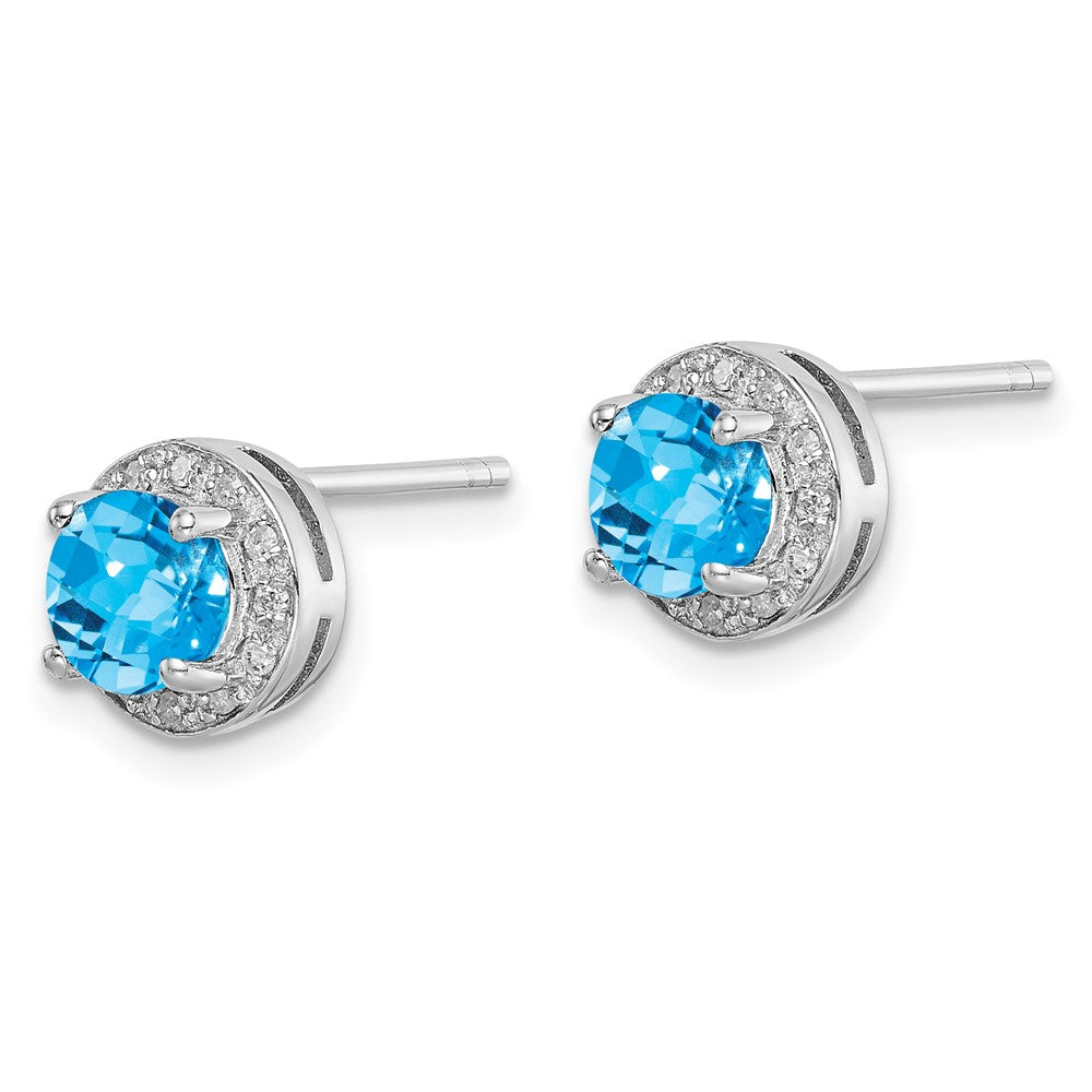 Sterlingsilber Rhodiniert Diamant und Blautopas Ohrring