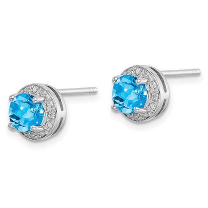 Sterlingsilber Rhodiniert Diamant und Blautopas Ohrring