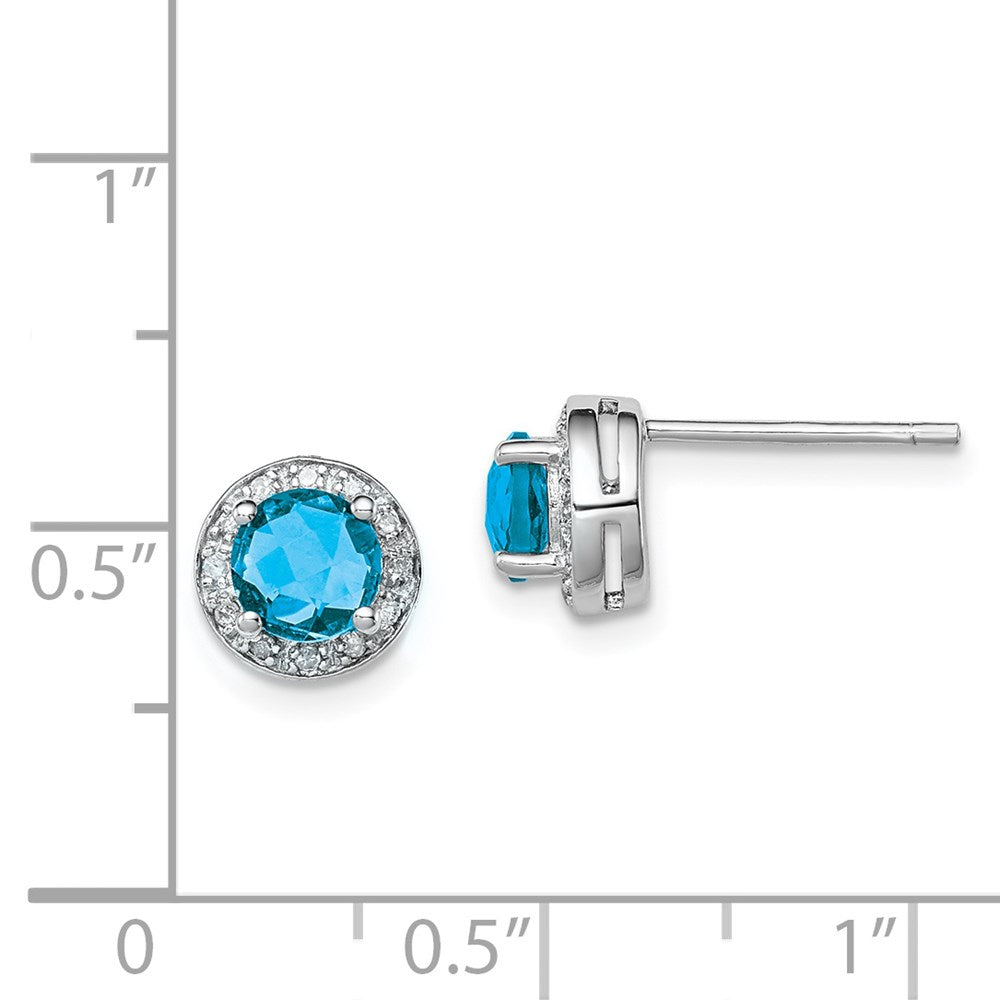 Sterlingsilber Rhodiniert Diamant und Blautopas Ohrring