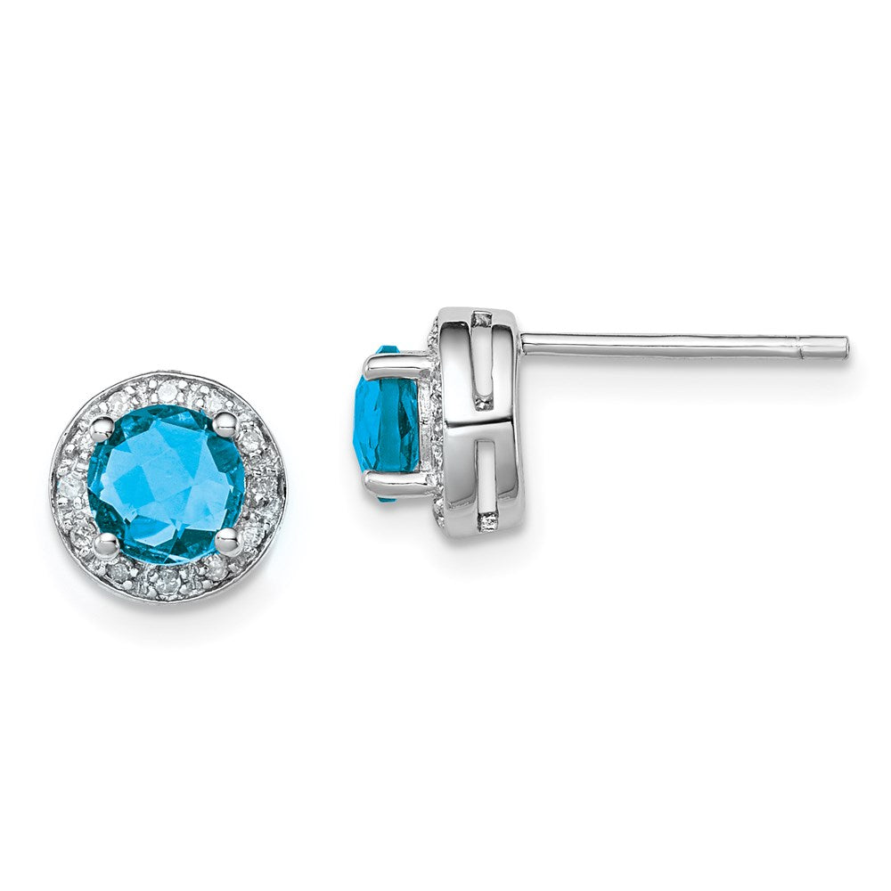 Sterlingsilber Rhodiniert Diamant und Blautopas Ohrring