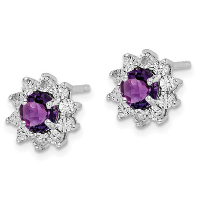 Sterlingsilber Rhodiniert Diamant und Amethyst Ohrring