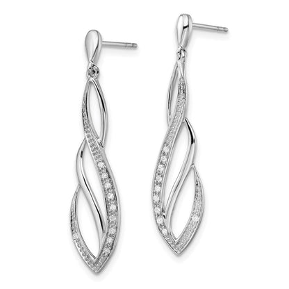 Sterlingsilber Rhodium Diamant. Hängend Ohrstecker