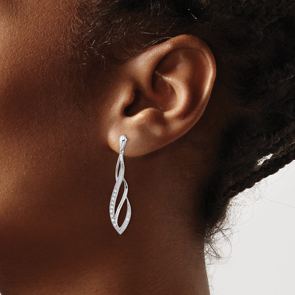 Sterlingsilber Rhodium Diamant. Hängend Ohrstecker